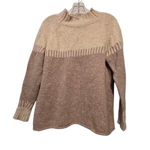 Celtic & Co Mock Neck Tweed Sweater Womens LG Fair Isle Nordic 100% Virgin Wool